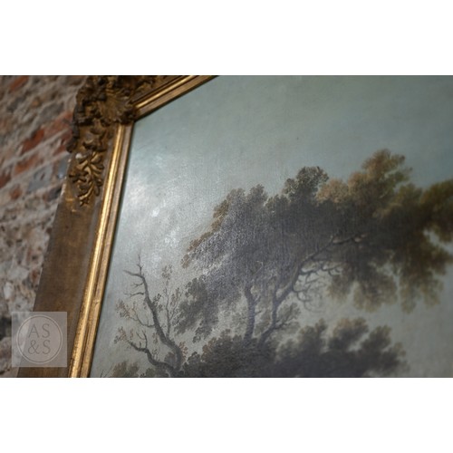 511 - Manner of Nicolaes Berchem - An extensive 19th century Italianate landscape with travellers beside a... 
