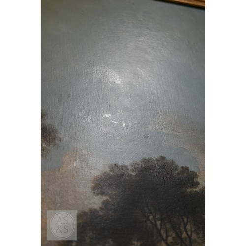 511 - Manner of Nicolaes Berchem - An extensive 19th century Italianate landscape with travellers beside a... 