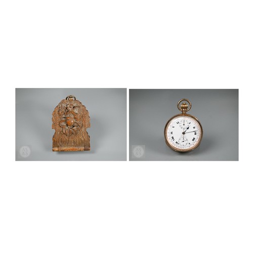 294 - A Swiss Dennison 9ct gold cased pocket watch with thirty minute stopwatch, movement free but not run... 