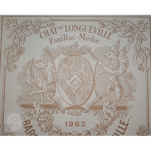 324 - Two posters of wine lables - Chateau Longueville 1962 and Chateau Lafite-Rothschild, 1945, 58 x 77 c... 