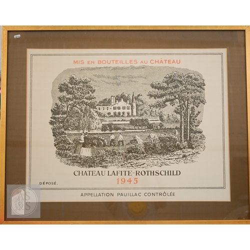 324 - Two posters of wine lables - Chateau Longueville 1962 and Chateau Lafite-Rothschild, 1945, 58 x 77 c... 