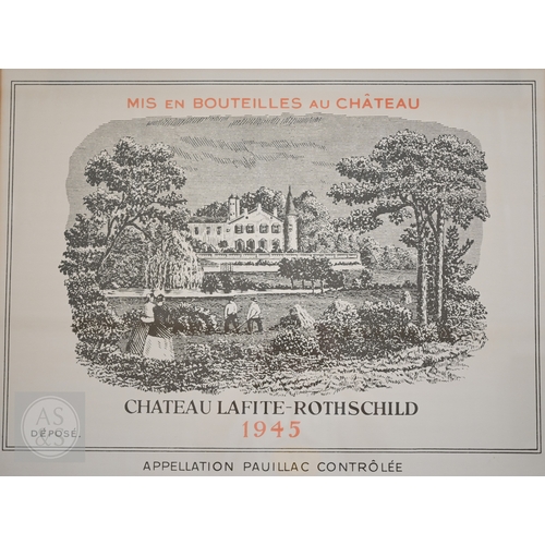 324 - Two posters of wine lables - Chateau Longueville 1962 and Chateau Lafite-Rothschild, 1945, 58 x 77 c... 