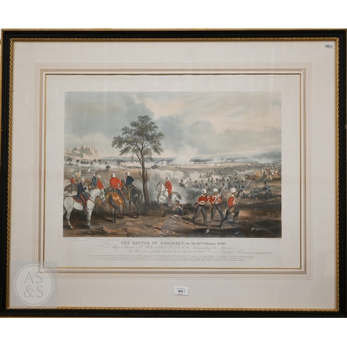 325 - Two Ackerman hand-coloured engravings - 'The Storming of Moolton' and 'The Battle of Goojerat', 1850... 