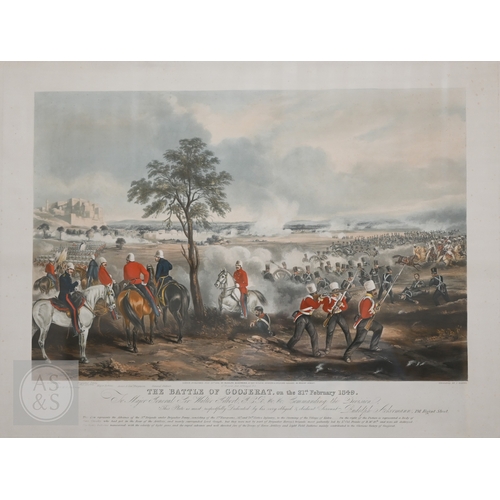 325 - Two Ackerman hand-coloured engravings - 'The Storming of Moolton' and 'The Battle of Goojerat', 1850... 