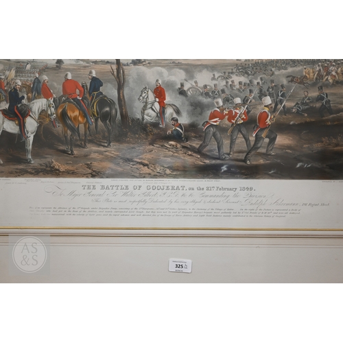 325 - Two Ackerman hand-coloured engravings - 'The Storming of Moolton' and 'The Battle of Goojerat', 1850... 