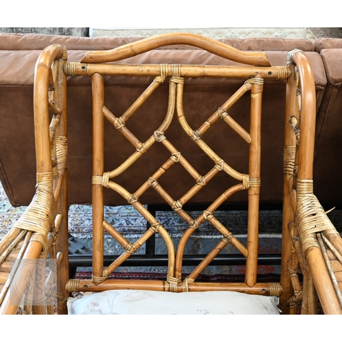 644 - A pair of vintage bamboo orangery arm chairs, lacking cushions (2)