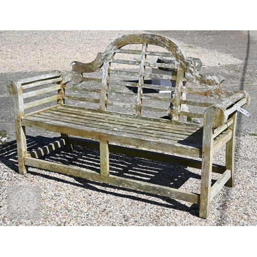 2 - A weathered teak Lutyens design garden bench, 165 cm long