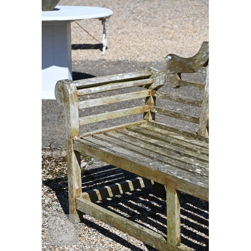 2 - A weathered teak Lutyens design garden bench, 165 cm long