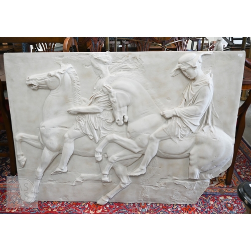 537 - A large simulated marble (fibreglass) fragment of the Parthenon Marbles, featuring two horseman, 100...