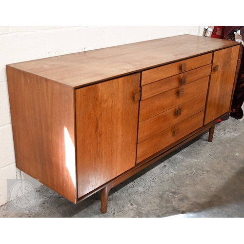 378 - A mid-century G-Plan 'Danish Range' teak sideboard (16 Kofod Larsen), five central drawers flanked b...