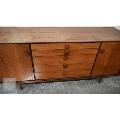 378 - A mid-century G-Plan 'Danish Range' teak sideboard (16 Kofod Larsen), five central drawers flanked b... 