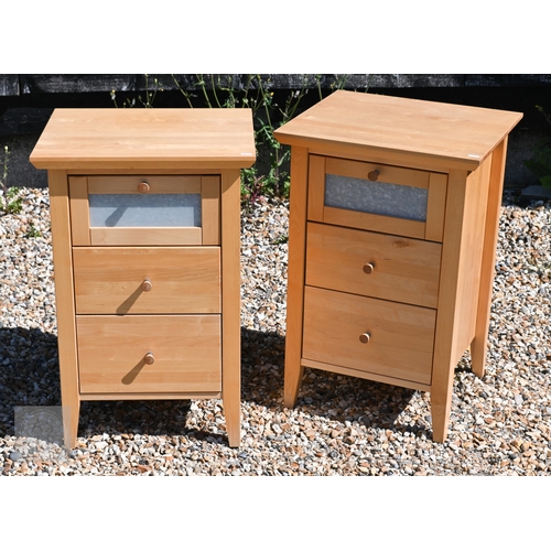 128 - Budilsen Furniture, a pair of three drawer bedside chests, 47 cm x 41.5 cm x 71 cm h to/with a match... 