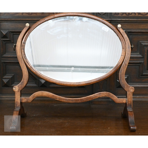 130 - A modern pine framed arched overmantel mirror, 102 cm wide x 74 cm high to/w Victorian mahogany fram... 