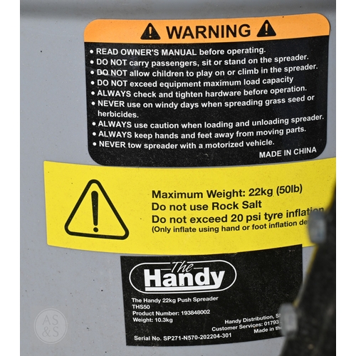 21 - 'The Handy', a push seed spreader with pneumatic tyres, little used