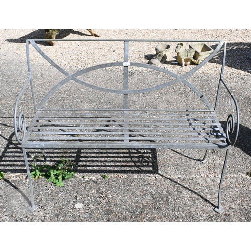 3 - A Regency design galvanised steel garden bench, 123 cm long
