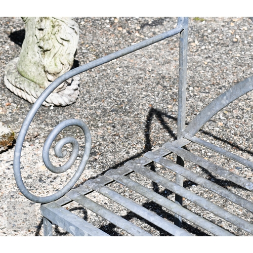 3 - A Regency design galvanised steel garden bench, 123 cm long