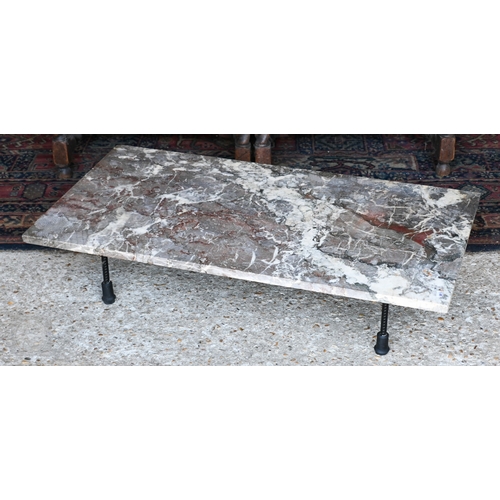 36 - Two old marble washstand tops, converted to coffee table, 121 cm x 53 cm and 90.5 cm x 48 cm (2)