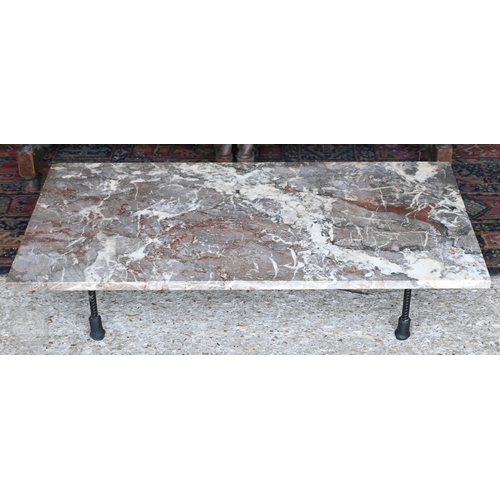 36 - Two old marble washstand tops, converted to coffee table, 121 cm x 53 cm and 90.5 cm x 48 cm (2)