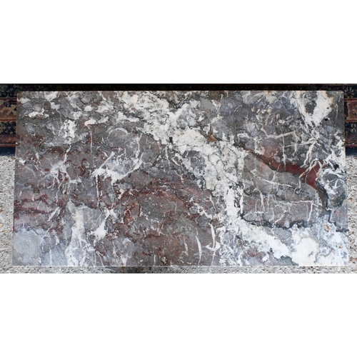 36 - Two old marble washstand tops, converted to coffee table, 121 cm x 53 cm and 90.5 cm x 48 cm (2)