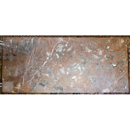 36 - Two old marble washstand tops, converted to coffee table, 121 cm x 53 cm and 90.5 cm x 48 cm (2)