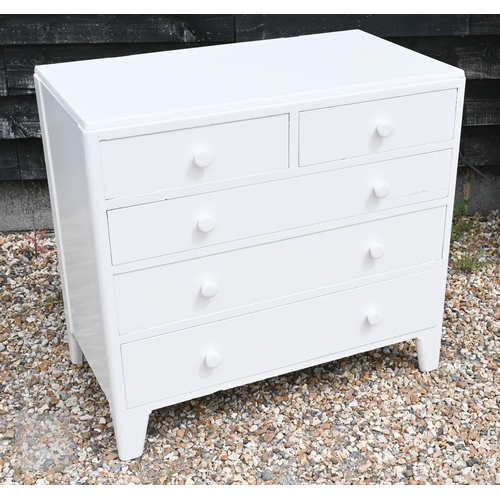 47 - A chest of two short over three long graduated  drawers, later painted white, 90 cm x 50 cm x 84 cm ... 