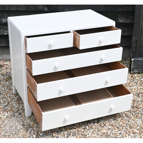 47 - A chest of two short over three long graduated  drawers, later painted white, 90 cm x 50 cm x 84 cm ... 