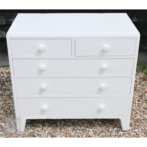 47 - A chest of two short over three long graduated  drawers, later painted white, 90 cm x 50 cm x 84 cm ... 