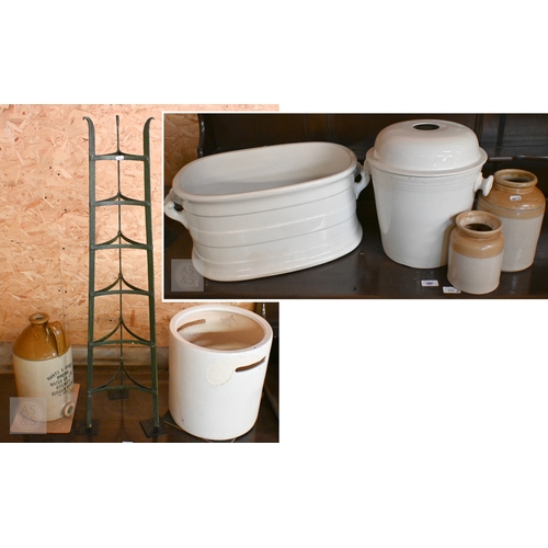 49 - A small selection of glazed earthenware incl. a Hants & Dorset Mineral Water Co. salt-gazed flag... 