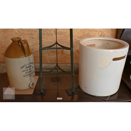 49 - A small selection of glazed earthenware incl. a Hants & Dorset Mineral Water Co. salt-gazed flag... 