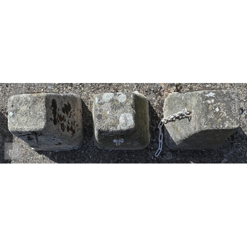 5 - A trio of tapering cast stone gate/door stops (3)