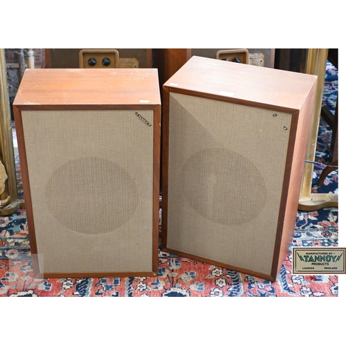 A pair of vintage Tannoy teak cased LSU/HF/3LZG/8U speakers, the verso with original card labels, Serial No. 097467 (2) as removed from a private country house