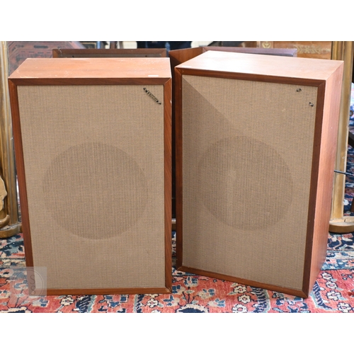 52 - A pair of vintage Tannoy teak cased LSU/HF/3LZG/8U speakers, the verso with original card labels, Se... 