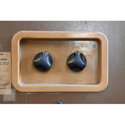 52 - A pair of vintage Tannoy teak cased LSU/HF/3LZG/8U speakers, the verso with original card labels, Se... 