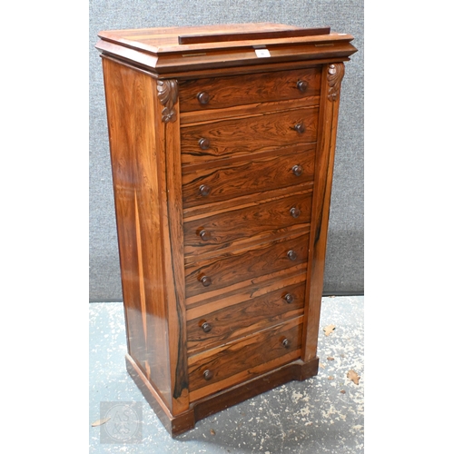 30 - Reproduction Victorian style rosewood secretaire Wellington chest with easel top, 64 cm wide x 41 cm... 