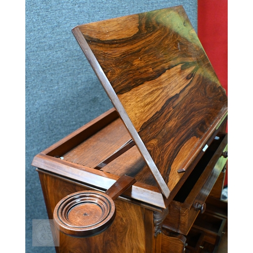 30 - Reproduction Victorian style rosewood secretaire Wellington chest with easel top, 64 cm wide x 41 cm... 