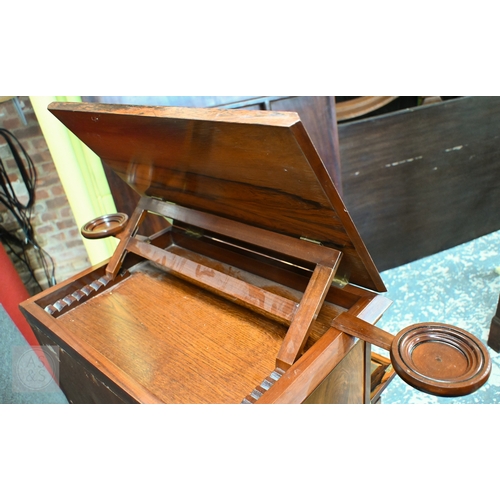 30 - Reproduction Victorian style rosewood secretaire Wellington chest with easel top, 64 cm wide x 41 cm... 
