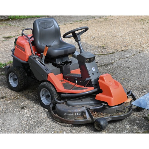 5A - A Husqvarna Pro 18 AWD Kawasaki powered 18HP petrol ride on mower, with adjustable front deck and re... 