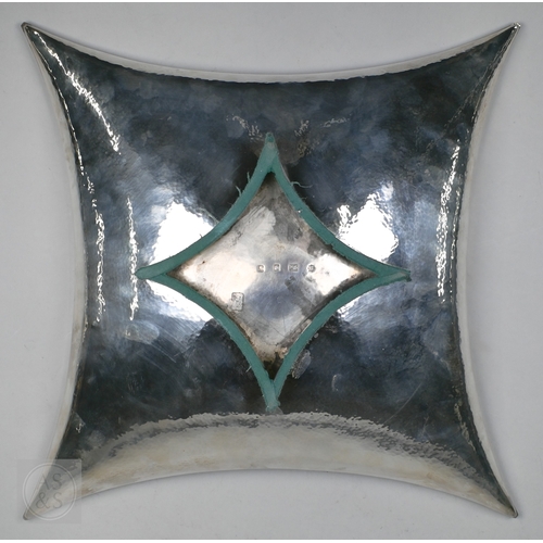 119 - John M Willmin for Aurum Ltd: a large modern design silver bowl of concave square form with gilt int... 