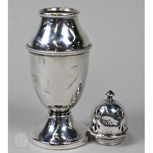 120 - A silver cream boat Viners, Sheffield 1961 and two pairs of sugar tongs, 5.2oz (163g) total, to/w a ... 