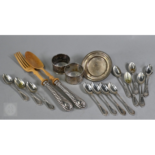 49 - A set of twelve Austro-Hungarian .800 grade coffee spoons, a pair of napkin rings and a pin dish, 10... 