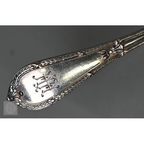 49 - A set of twelve Austro-Hungarian .800 grade coffee spoons, a pair of napkin rings and a pin dish, 10... 