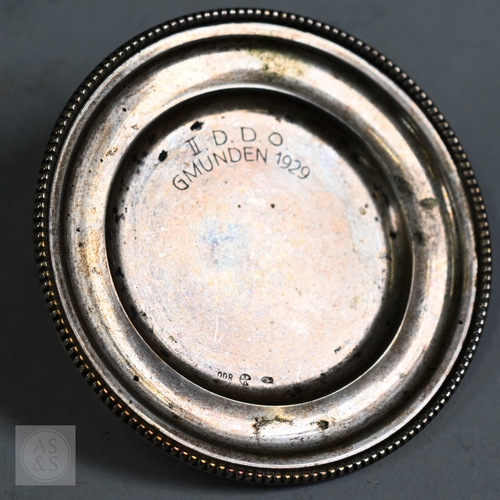 49 - A set of twelve Austro-Hungarian .800 grade coffee spoons, a pair of napkin rings and a pin dish, 10... 