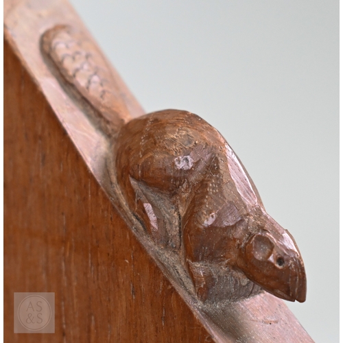 625 - 'Beaverman', Colin Almack (1930-1996) an English oak book trough, with carved beaver trademark, 52.5... 