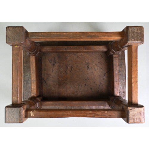 626 - Robert Thompson (1876-1955), a Mouseman of Kilburn pollard oak saddle seat stool, circa 1930s, the n... 