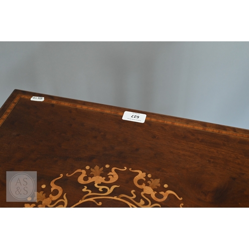 627 - A boxwood inlaid satinwood revolving bookcase, on castors, 51 cm x 51 cm x 82 cm h