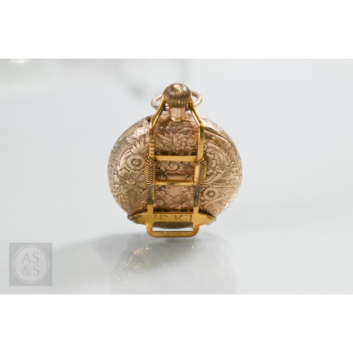 140 - A lady's 9ct gold fob watch, keyless wind, the white dial with gilt and blue Roman numerals, 31 mm d... 