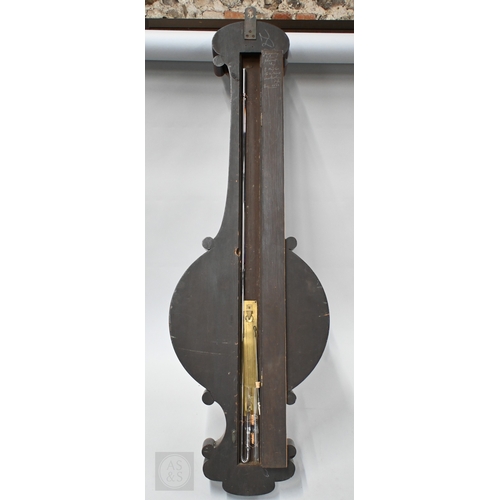 60 - J Hughes, Ratcliff, London, a Regency mother of pearl inlaid rosewood barometer, with silvered spiri... 