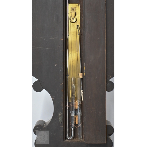 60 - J Hughes, Ratcliff, London, a Regency mother of pearl inlaid rosewood barometer, with silvered spiri... 