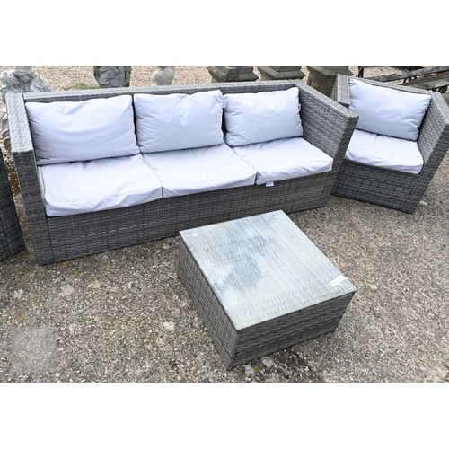 2 - Harrier Garden, an all weather garden seating set comprising a grey PE rattan three seater sofa, pai... 