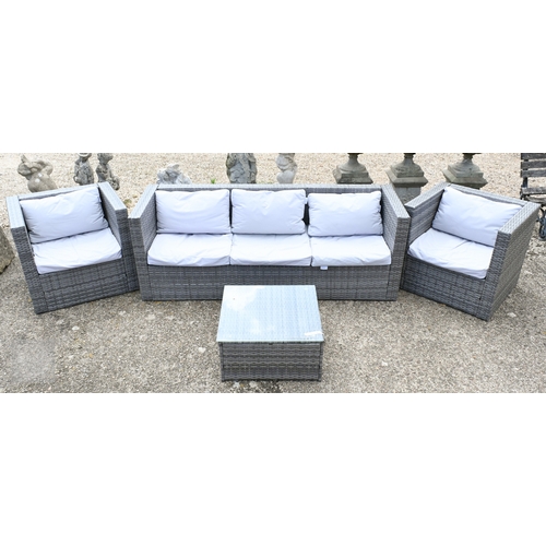 2 - Harrier Garden, an all weather garden seating set comprising a grey PE rattan three seater sofa, pai... 